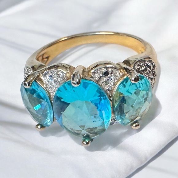 Ross Simons Blue Apatite 18kt Gold/Sterling Ring (7) - Picture 3 of 10
